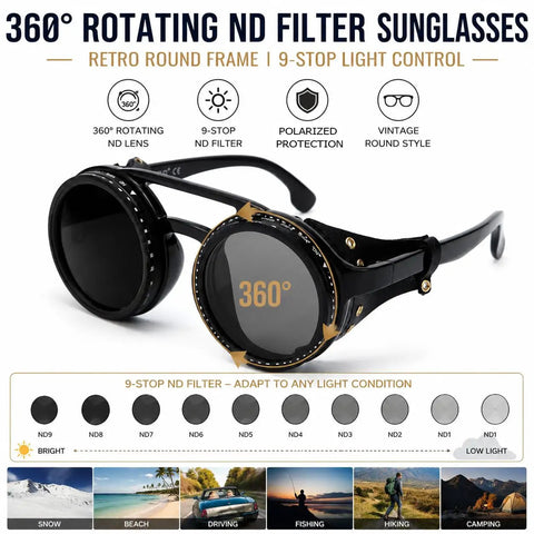 Badass Adjustable Tint Polarized Sunglasses With Detachable Leather Side Shields For Men Anti Glare Wraparound Eyewear Day To Night Vision Outdoor Sports Adventure Gear