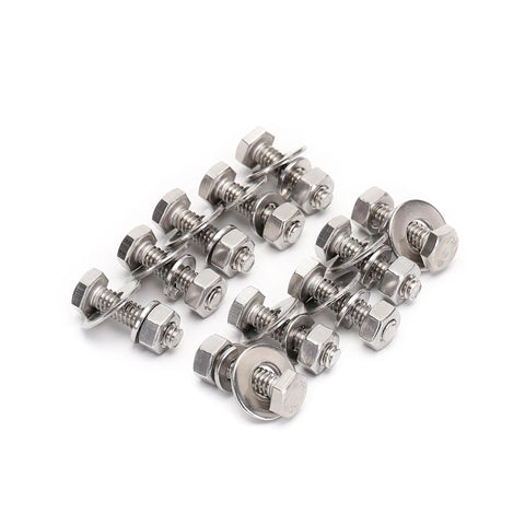 Quarter Inch By 20 Thread Stainless Steel 304 Hex Bolts Nuts Fender Flat Washers Split Lock Washers Set Bright Finish 10 Pack