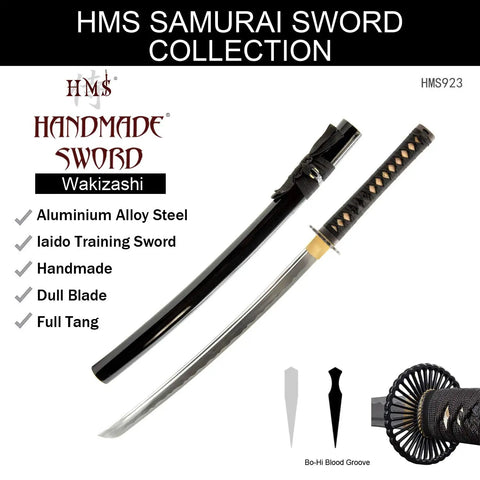Unsharpened Aluminum Alloy Wakizashi Iaito For Iaido Training Sword With A 21 Inch Blade And Fuller Groove Safe Practice Sword