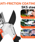 8-Inch Heavy-Duty Anvil Pruning Shears With Anti-Rust SK-5 Blades, Non-Slip Handle For Dry Stems And Small Branches