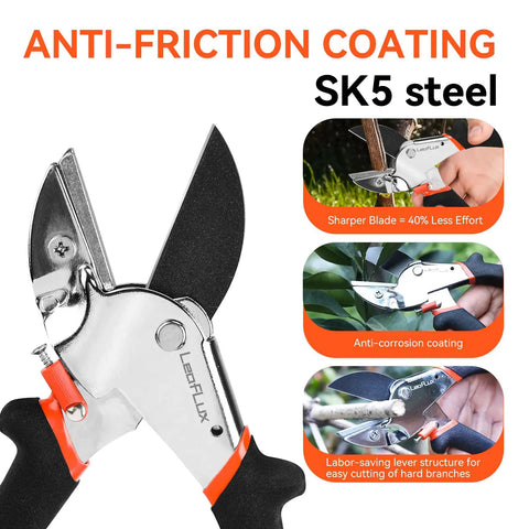 8-Inch Heavy-Duty Anvil Pruning Shears With Anti-Rust SK-5 Blades, Non-Slip Handle For Dry Stems And Small Branches