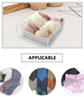 Three Piece Foldable Closet Organizer Bins With Adjustable Drawer Dividers For Socks Undies And Lingerie, fabric storage with bras.
