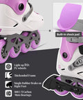 Ride Ready Inline Skates For Adults Unisex Fitness Roller Blades Built With Durable Metal Frame And Integrated PP Shell, Comfort Fit, Size 5-13, White, featuring light-up wheels and a thickened frame.