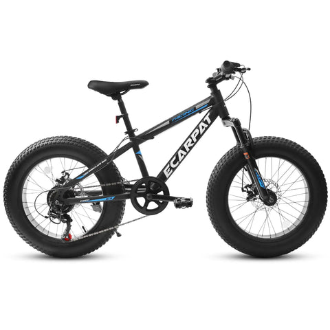 Fat Tire Mountain Bike For Kids 20x4 Inch With Dual Disc Brakes Suspension Fork 7 Speed All Terrain MTB For Boys And Girls Aged 8 To 15