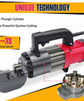 Heavy-Duty 7/8 Inch Electric Hydraulic Rebar Cutter Wielding A Roaring 1400W Pure Copper Motor, showcasing four plunger cylinder design.