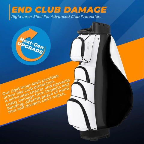 TLock Golf Cart Bag With 14 Way Organizer Full Length Divider Top Rigid Inner Shell No Clatter Cart Bag for club protection