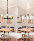 Three Light Linear Kitchen Island Chandelier Rectangle Pendant Lights For Dining Room Farmhouse Hanging Lights adjustable