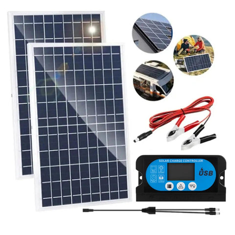 80W Solar Panel Kit With 60A Charge Controller Dual Chip Design Two 40W Monocrystalline Panels For RV Boat Or Home Off Grid