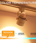 8W Cozy Warm White Dimmable LED Track Light Head With Adjustable Tilt, 40 Degree Beam in warm 3000K lighting.
