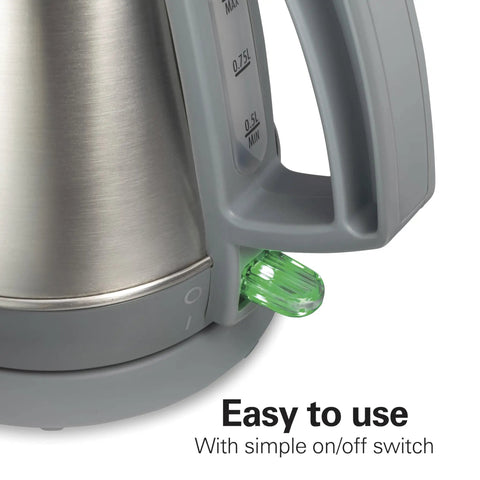 1 Liter Electric Kettle With 1500 Watt Fast Boil, Cordless Water Heater, BPA Free Interior, stainless steel body with handle and switch