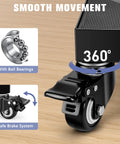 Beefed Up Heavy Duty Washing Machine Dolly With All Steel Frame showing 360-degree rotating brake wheels and ball bearings