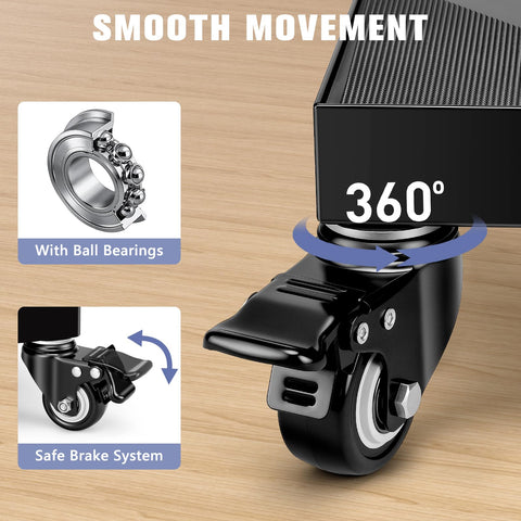 Beefed Up Heavy Duty Washing Machine Dolly With All Steel Frame showing 360-degree rotating brake wheels and ball bearings
