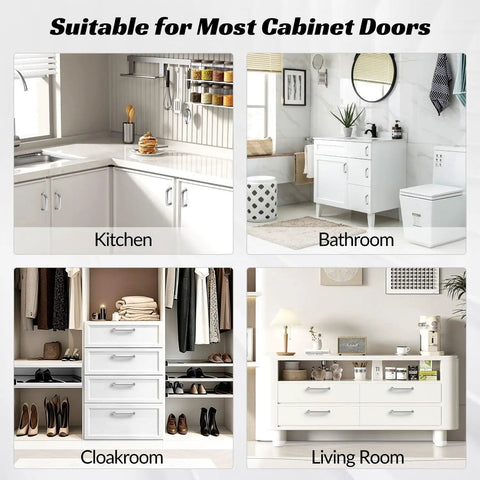 Brushed Stainless Steel Cabinet Pulls 5 Inch Hole Center, Modern U Shaped Drawer Handles in various room settings