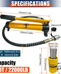 10 Ton Heavy Duty Hydraulic Cylinder Jack Kit With CP-180 Manual Hand Pump And 2 Inch Stroke dimensions and specifications image