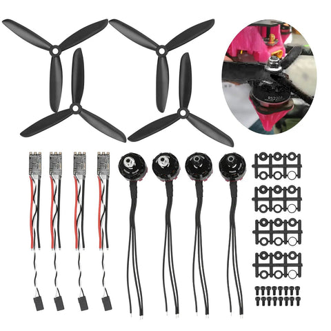 2300KV Brushless Motor ESC Combo for RC Drones with Aluminum Alloy Frame, CW CCW Motors, 20A ESC, Beefed Up Propeller Kit
