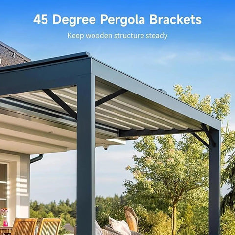 Beefy 45 Degree Corner Brace For Timber Framing Post And Beam Supports Built From Heavy Duty Steel With Black Powder Coat, Connector Bracket Kit For Carports Sheds And Cabins, 4 Pieces