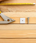 50 Piece Drawer Repair Kit with 45 Degree Plastic Angle Brackets and Screws on wooden surface for fixing sagging drawer bottoms