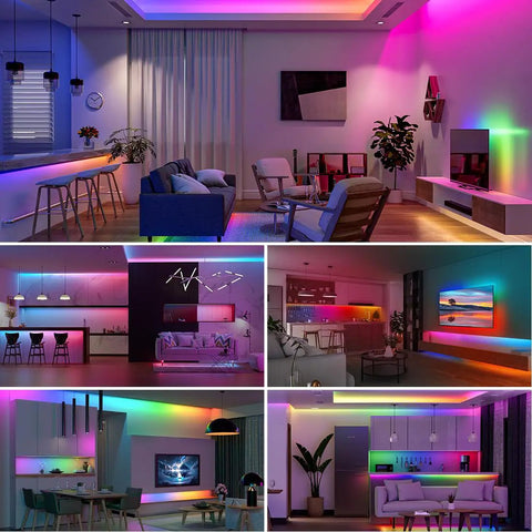 Living rooms illuminated by Individually Addressable SK9822 LED Strip APA102C Compatible 5m 16.5ft 60 LEDs Per Meter