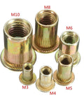 Upgrade Your Metal Projects With These Premium Flat Head Threaded Insert Rivet Nuts Made From Durable Carbon Steel in various sizes.