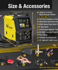 Omni210 All In One 200A 6 In 1 Multi-Process Welder Built For Home Shop Use With Dual Voltage 110V 220V shown with accessories
