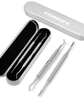 Ingrown Toenail File And Lifter Set Double Sided Stainless Steel Pedicure Tool With Storage Case displayed with case open