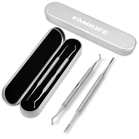 Ingrown Toenail File And Lifter Set Double Sided Stainless Steel Pedicure Tool With Storage Case displayed with case open