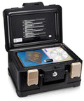 Open Fireproof Waterproof Small Safe Box for Home, 0.15 Cu Ft ABS Plastic Document Safe with Key Lock and Handy Carry Handle