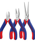 Mini Pliers Set 3-Piece Handy Tool Kit With 4 Inch Diagonal Pliers, 5 Inch Long Nose Pliers, And 6 Inch Needle Nose Pliers For Crafts