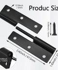 Product size details of Dead Simple Black Lift Off Cabinet Hinges Left Handed 2.5 Inch Size 2 Piece Mounting Set With Screws.