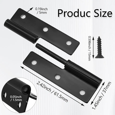 Product size details of Dead Simple Black Lift Off Cabinet Hinges Left Handed 2.5 Inch Size 2 Piece Mounting Set With Screws.