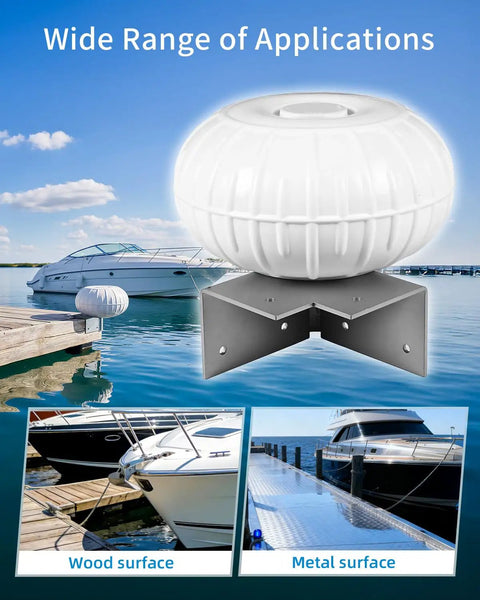 Dock Corner Wheel Bumper For Boats 12.6 Inch Inflatable Marine Grade PVC with 90-degree corner mount on dock
