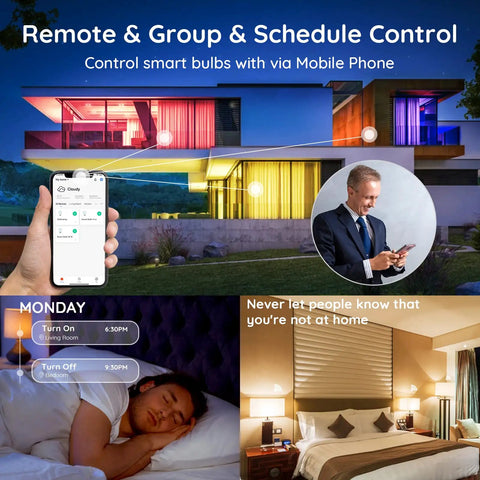 Smart BR30 Flood Light Bulbs 1600 Lumens Dimmable RGBWW Color Changing LED Bulbs with WiFi Bluetooth control via phone app.