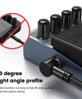 Close-up of right-angle TS connector from Three Pack Six Inch Guitar Patch Cables With Right Angle Quarter Inch TS Connectors For Pedalboard Rig Setup