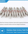 Heavy Duty Stainless Steel Archery Field Points Set 75 100 And 125 Grain Five Sixteenths Inch Screw In Arrow Tips