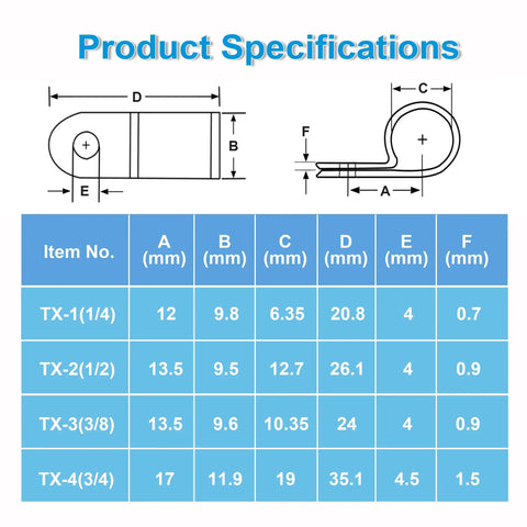 Technical specifications for 100 Pack Half Inch P Style Rope Light Clips With Stainless Steel Screws For Outdoor Use Complete Heavy Duty Kit