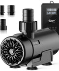 Workhorse Amphibious Water Pump With Controller, 15W To 100W Adjustable Flow Up To 3430GPH, Submersible Or Inline, shown with nozzles