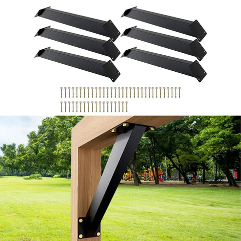 Heavy Duty 45 Degree Corner Bracket For Pergola And Carport Supports, Diy Gazebo Connector To Attach Beams And Wooden Posts No Cut Wood, Style B For Easy Diy Setup