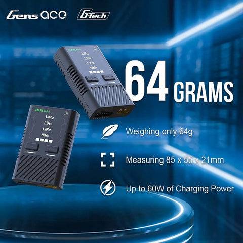 Imars Mini G Tech Charger With 65W Type C PD Adapter 64g weight 85x55x21mm size up to 60W charging for RC vehicles