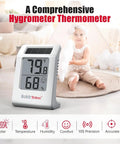 Solar Powered 2.2 Inch Digital Thermometer And Humidity Monitor No-Fuss Indoor Temperature And Humidity Gauge For Baby Rooms, Bedrooms, Home Office, And Wine Cellars White 2 Pack on nursery display