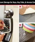 Black Outdoor Key Lock Box With Push Button Combination, securely stores keys, showing secure solution versus hiding or taping