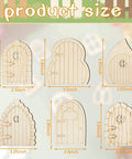DIY Fairy House Kit 48 Pcs Unfinished Wood Doors And Windows product size with six styles of unfinished wood fairy doors