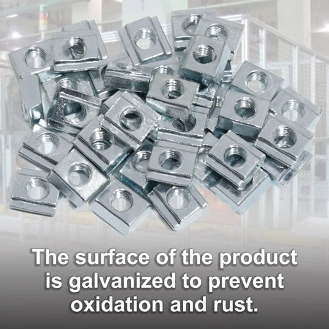 Pile of galvanized sliding nuts for 2040 Corner Bracket Kit For Aluminum Extrusion Rails to prevent oxidation and rust.