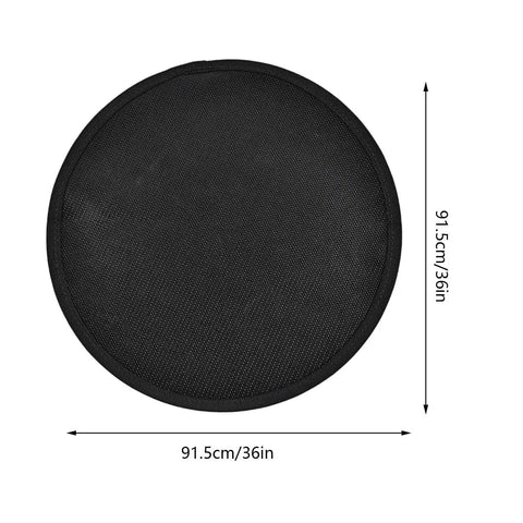 Circular black Rugged Waterproof Silicone Fire Mat 36x36 Inch With Dual Layer Thermal Barrier on white background
