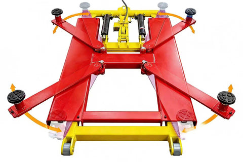 Heavy Duty Workhorse 7000 Lbs Portable Mid Rise Scissor Car Lift 110V Electric Hydraulic Garage Essential detailed view with adjustable swing arms.
