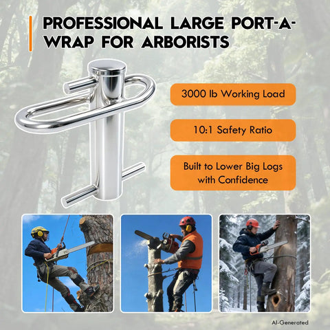 Beefed-Up Pro Grade Stainless Arborist Lowering Device for Tree Rigging, Heavy-Duty Gear With 10 To 1 Safety Ratio, 3,000 Lb Working Load Limit, 9,000 Lb Breaking Strength, Rope Up To Three Quarters Of An Inch, Size 11.5 By 10.5 Inches.