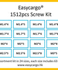 Comprehensive 1512 Piece Laptop Screw Kit With 24 Size Variants For Notebook And Motherboard Repairs includes M1.4 M2 M3.