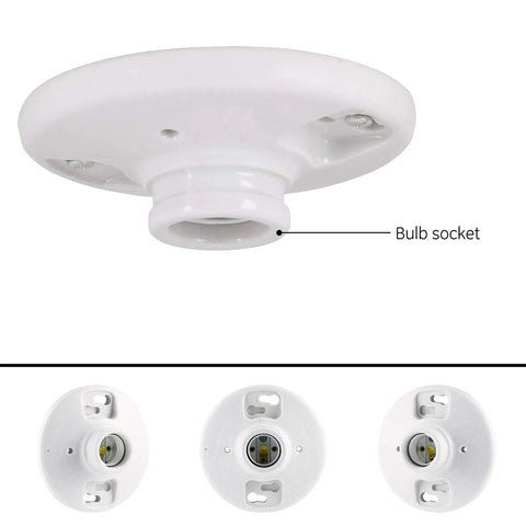 Porcelain Lampholder Medium Base Indoor Lighting Mount On Three And A Quarter Inch Or Four Inch Standard Boxes UL Listed White Easy Diy Install For Home Garage Or Office Lighting Replacement