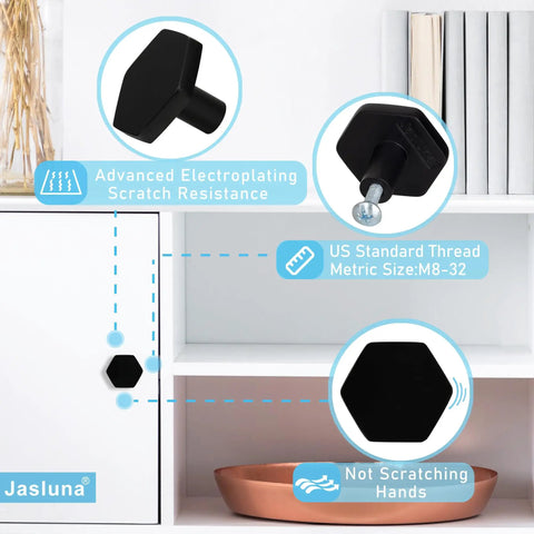 25 Pack Dope Matte Black Hexagon Cabinet Knobs For Dresser Drawers And Kitchen Cabinets One And A Quarter Inch Diameter Zinc
