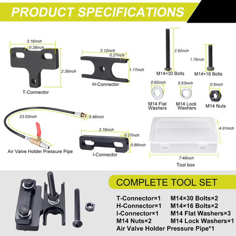 Upgraded Pro Grade Valve Spring Compressor Tool Kit With Box For LS Engines 4.8L 5.3L 5.7L 6.0L 6.2L LS1 LS2 LS3 LS6 Fits Chevy GMC Pontiac Cadillac Includes Air Valve Holding Hose For Easy Removal And Installation specifications diagram