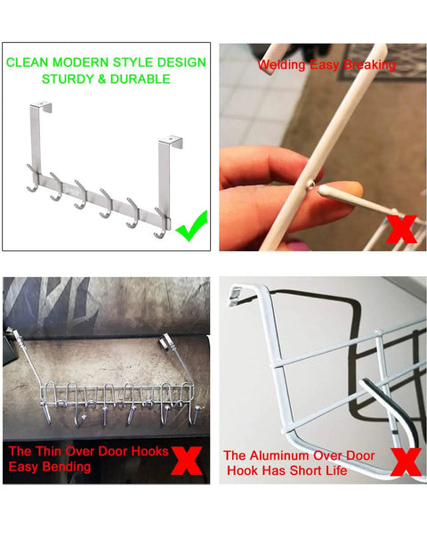 Comparison of Over The Door Hooks Stainless Steel Heavy Duty Door Hanger with other hooks showing durability and quality differences.